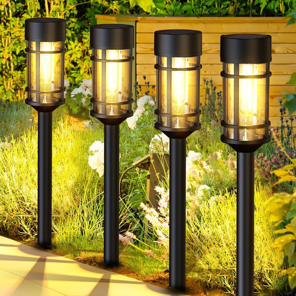 8pk Solar Lights Bright Waterproof IP65 LED Metal Path/Landscape/Driveway